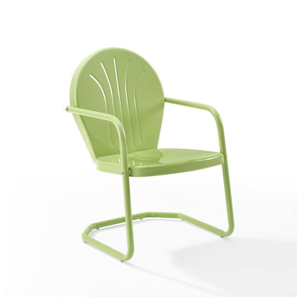 Alt View 4. Outdoor Escape - Key Lime Green Metal Patio Chair with Gloss Finish – Decorative Retro Style - Key Lime Gloss.