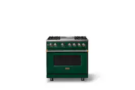 Viking - 36"W. Pro5S 5.6 Cu. Ft. Freestanding Self-Clean Sealed 4B Dual Fuel Convection Range/Grdl-Ivy/Brushed Brass - Ivy
