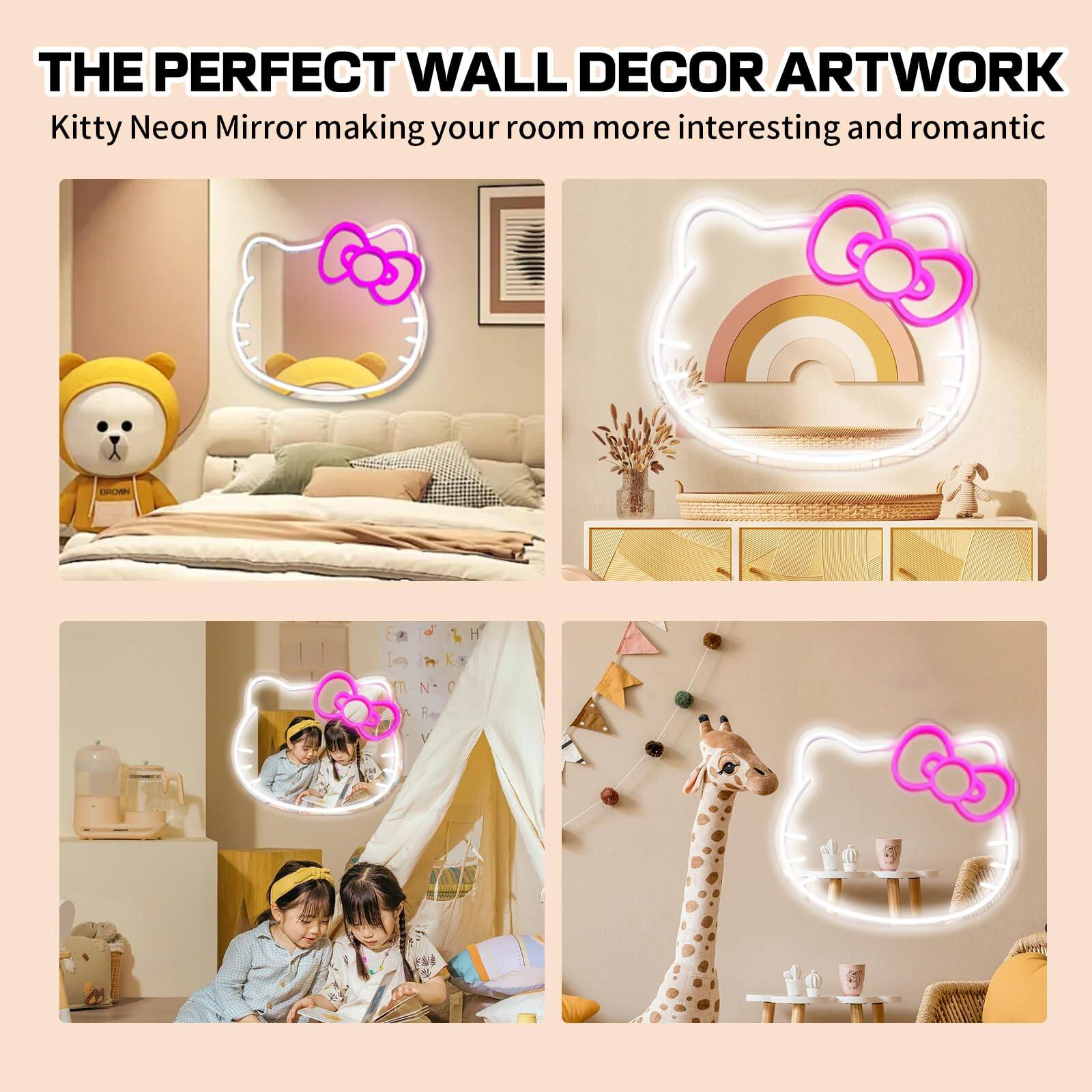 THE PERFECT WALL DECOR ARTWORK  
Kitty Neon Mirror making your room more interesting and romantic