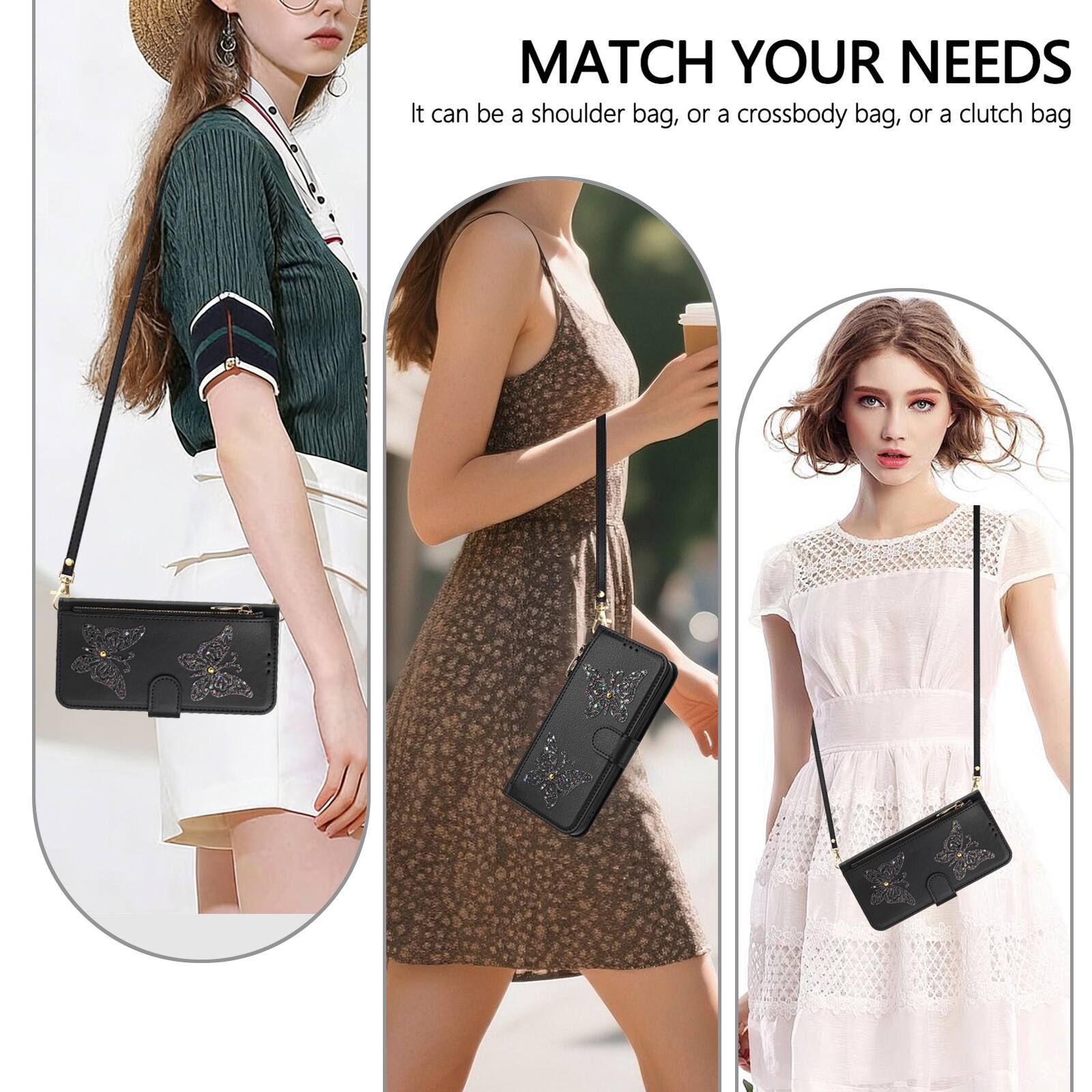 MATCH YOUR NEEDS  
It can be a shoulder bag, or a crossbody bag, or a clutch bag