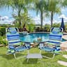 Gymax - 3PCS Folding Beach Chair & Table Set Outdoor Adjustable Reclining Chair - Blue