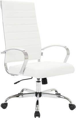 LeisureMod - 30 PCS Benmar Modern High Back Leather Upholstered Office Chair with Dual Wheel Casters and Swivel Base - White