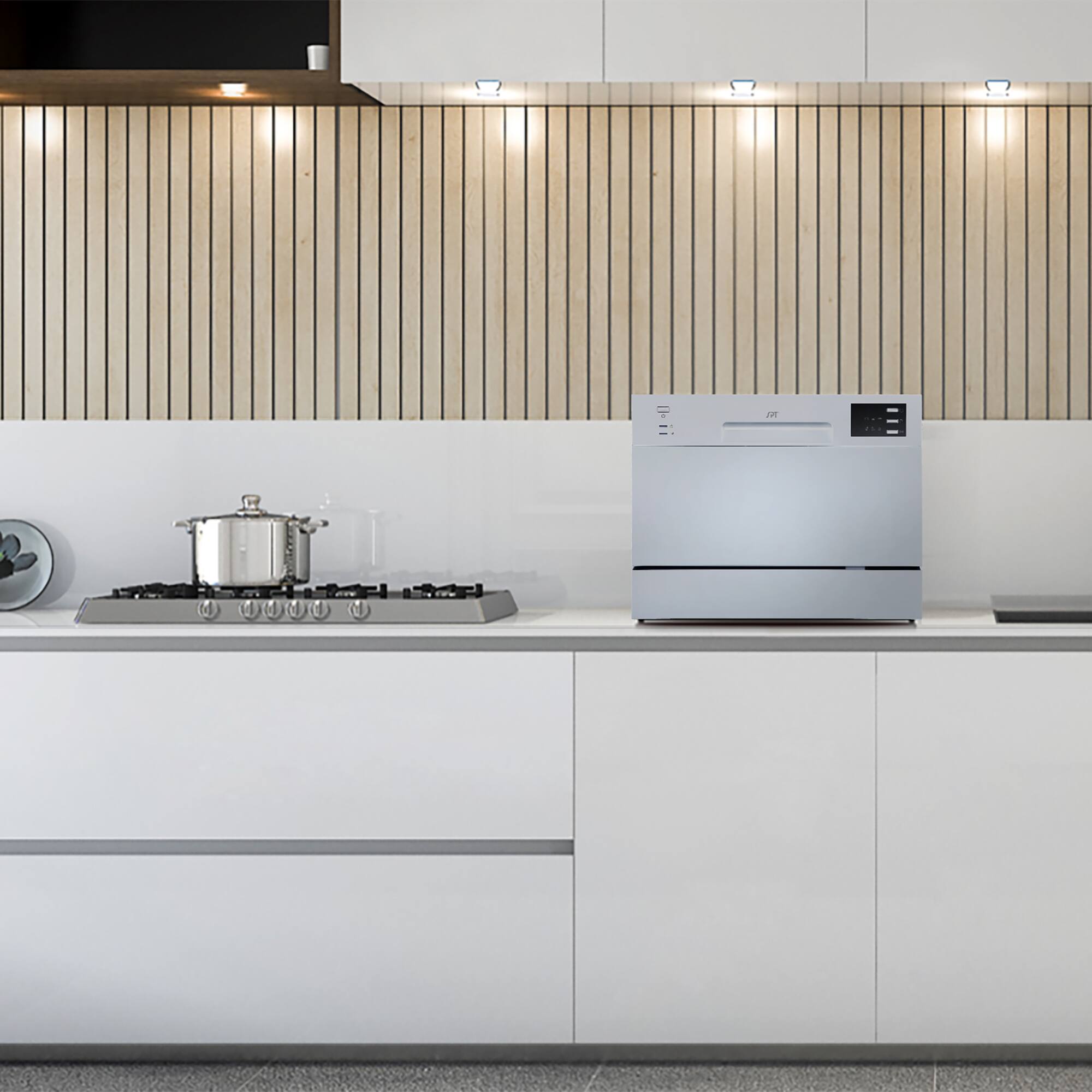 Alt View 1. SPT - 21 in. Silver Portable Countertop 120-Volt Dishwasher with 6 Cycles with 6 Place Settings Capacity - Silver.