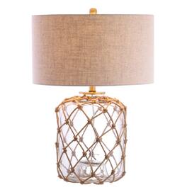 Jonathan Y - Mer 26.5" Glass and Rope LED Table Lamp - Brown/Clear