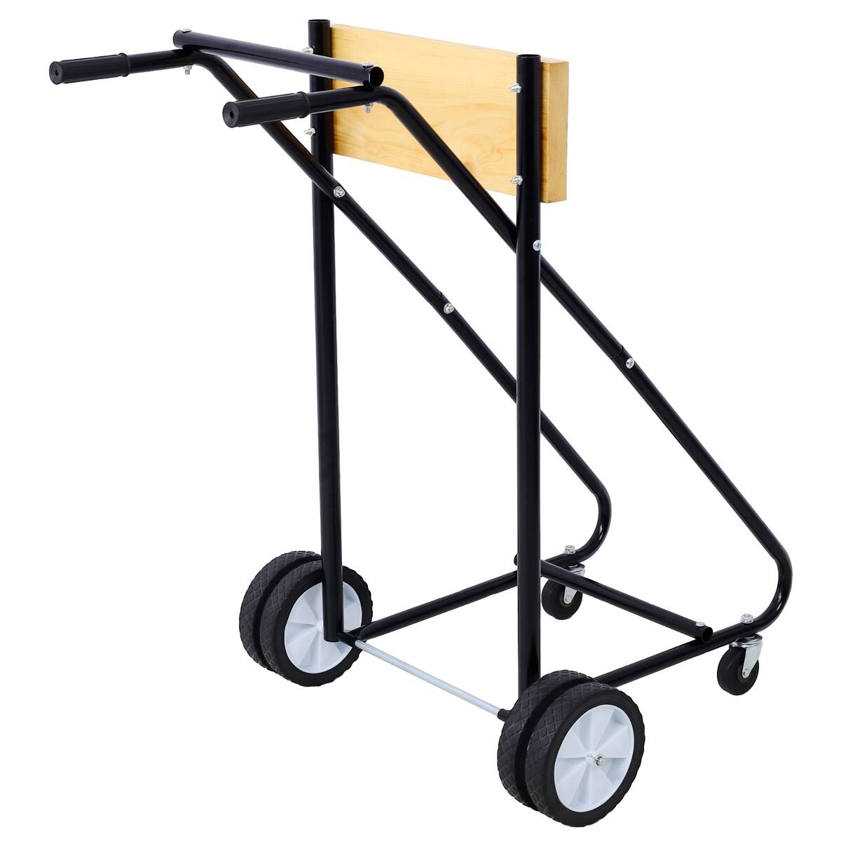 Alt View 3. Ropilly - Ropilly Outboard Motor Stand with Wheels, Steel Outboard Engine Carrier Cart, Wooden Mounting Board, 315 lb Capacity - Black.