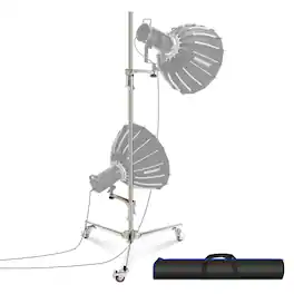 Neewer - 6.5ft Light Stand, 35lb, Casters, 2 Sliding Arms - Silver