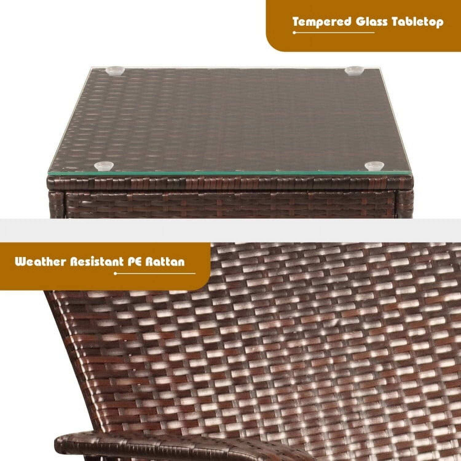 Tempered Glass Tabletop  
Weather Resistant PE Rattan