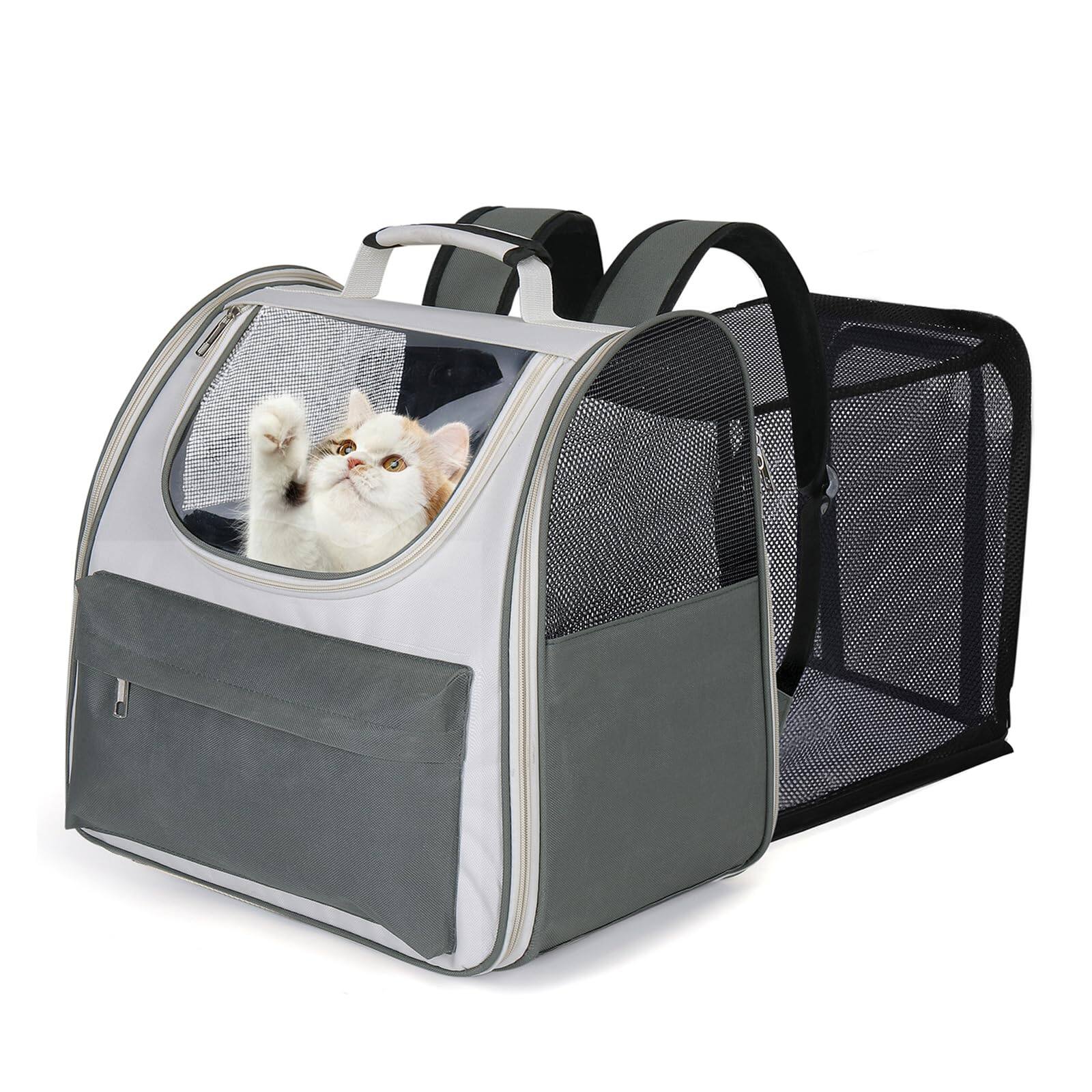 Alt View 5. Live At Space - Large Cat Backpack Carrier Expandable Roomy Pet For Medium Cat small Dog Puppy Under 18lbs Breathable Foldable Travel Ai.