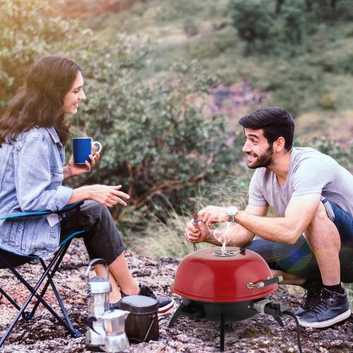 Alt View 10. Winado - 20in Portable Electric BBQ Grill Countertop 1600W with Double Layer Design for Indoor Outdoor Garden Camping Party - Red.