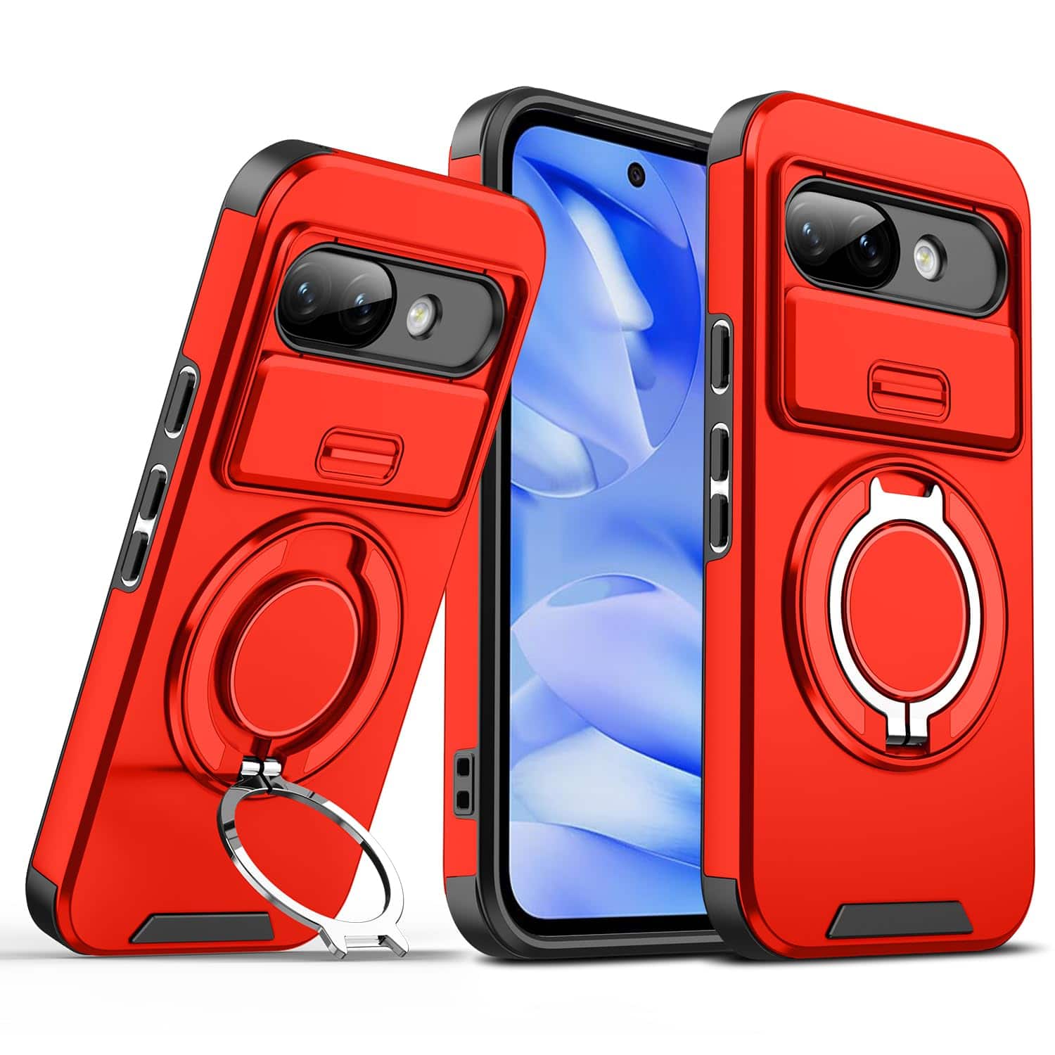 UUCOVER - Magnetic Case with Slide Camera Lens Cover & 360° Ring Stand for Google Pixel 10A - Drop Protection Phone Cover - Red price history on PriceWatchPro