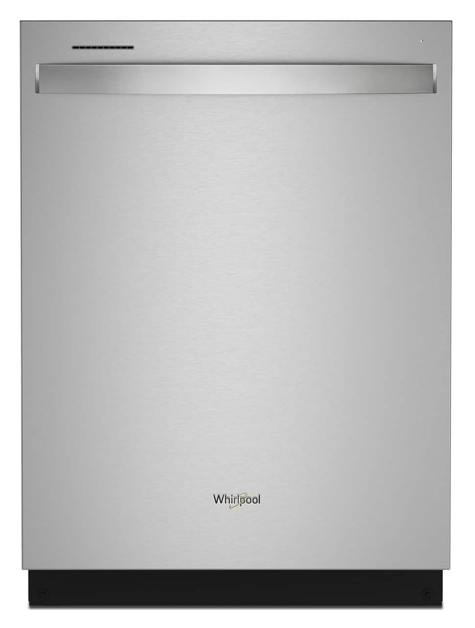 Front. Whirlpool - 24” Dishwasher with AI Intelligent Wash and 47 dBA - Fingerprint Resistant Stainless Steel.