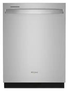 Front. Whirlpool - 24” Dishwasher with AI Intelligent Wash and 47 dBA - Fingerprint Resistant Stainless Steel.