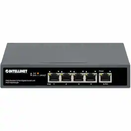 Intellinet - PoE-Powered 5-Port Gigabit Switch With PoE Passthrough - 5 Ports - Gigabit Ethernet - 10/100/1000Base-T - 2 - Black