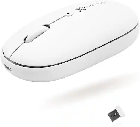 Front. X9 - X9 2.4G Wireless Mouse - Quiet and Comfortable Computer Mouse with USB Receiver and 3 Adjustable Levels - White - White.