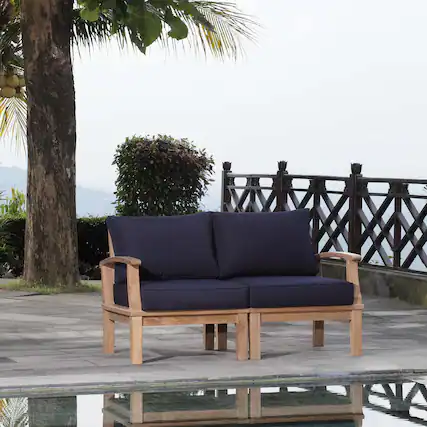 Front. Modway - Marina 2 Piece Outdoor Patio Teak Set by Modway - Natural Navy.