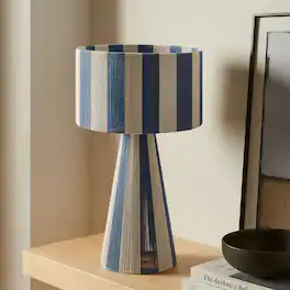 Renae Handwoven Cotton Thread Striped Table Lamp by Modway - Capri Blue