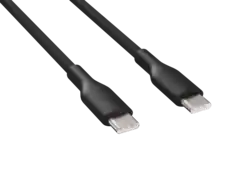 Front. Cable Leader - USB 2.0 USB-C to USB-C Silicone Charging Cable, 60W PD, Soft Tangle-Free for Laptop, Tablet, Phone - Black.