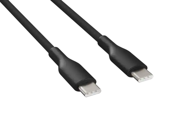 Front. Cable Leader - USB 2.0 USB-C to USB-C Silicone Charging Cable, 60W PD, Soft Tangle-Free for Laptop, Tablet, Phone - Black.