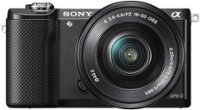 Front. Sony - Alpha a5000 Mirrorless Camera with 16-50mm Retractable Lens - Black.