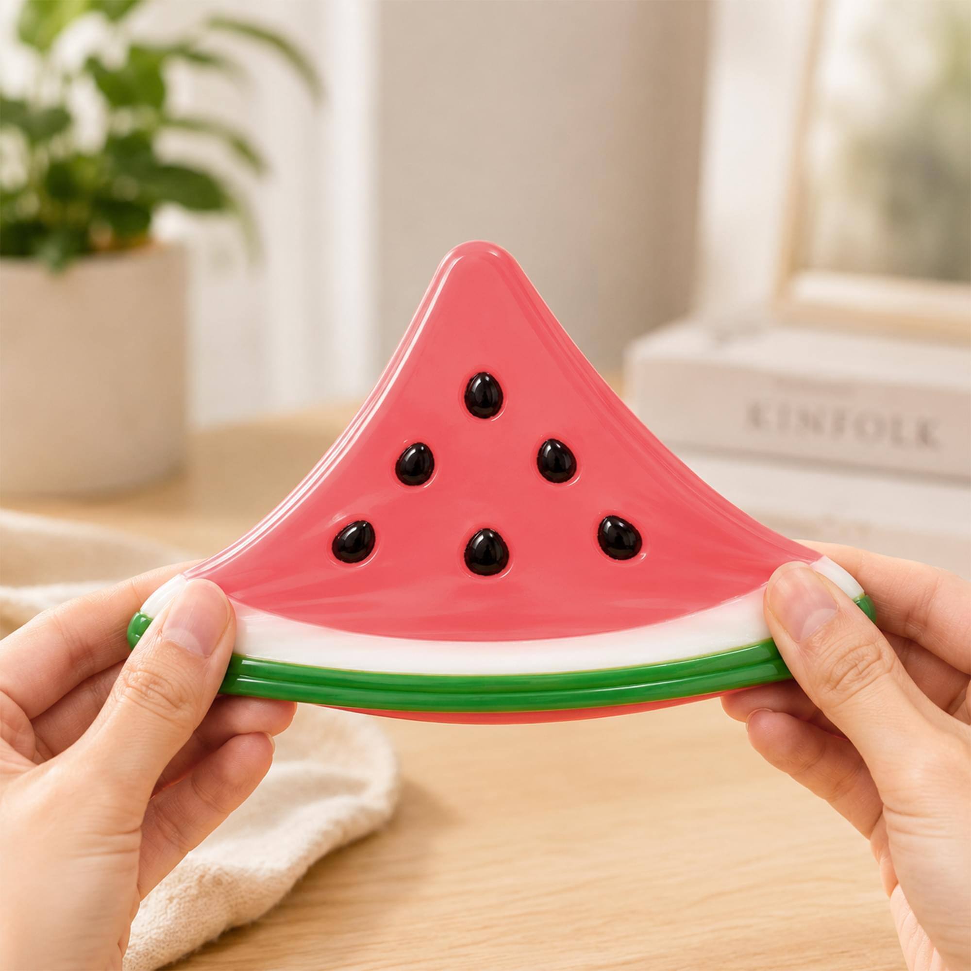 Alt View 3. Puka Creations - Watermelon Slice 3-Inch Squishy Stress Reliever - Pink.