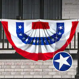 G128 - Porch Bunting Flag American USA — 3x6 Ft Embroidered 210D Polyester with Brass Grommets - Assorted Colors