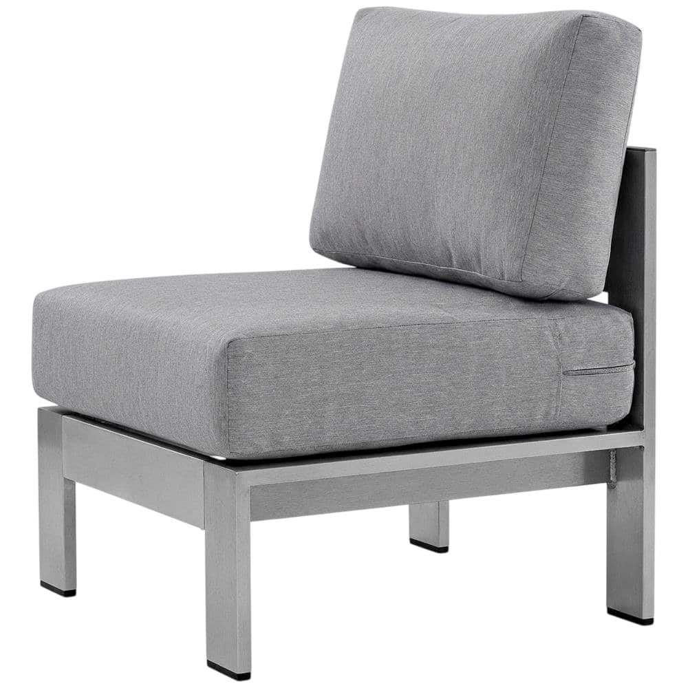 Outdoor Escape - Armless Outdoor Patio Aluminum Chair For Lounge And Relaxation - Gray