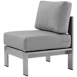Outdoor Escape - Armless Outdoor Patio Aluminum Chair For Lounge And Relaxation - Gray