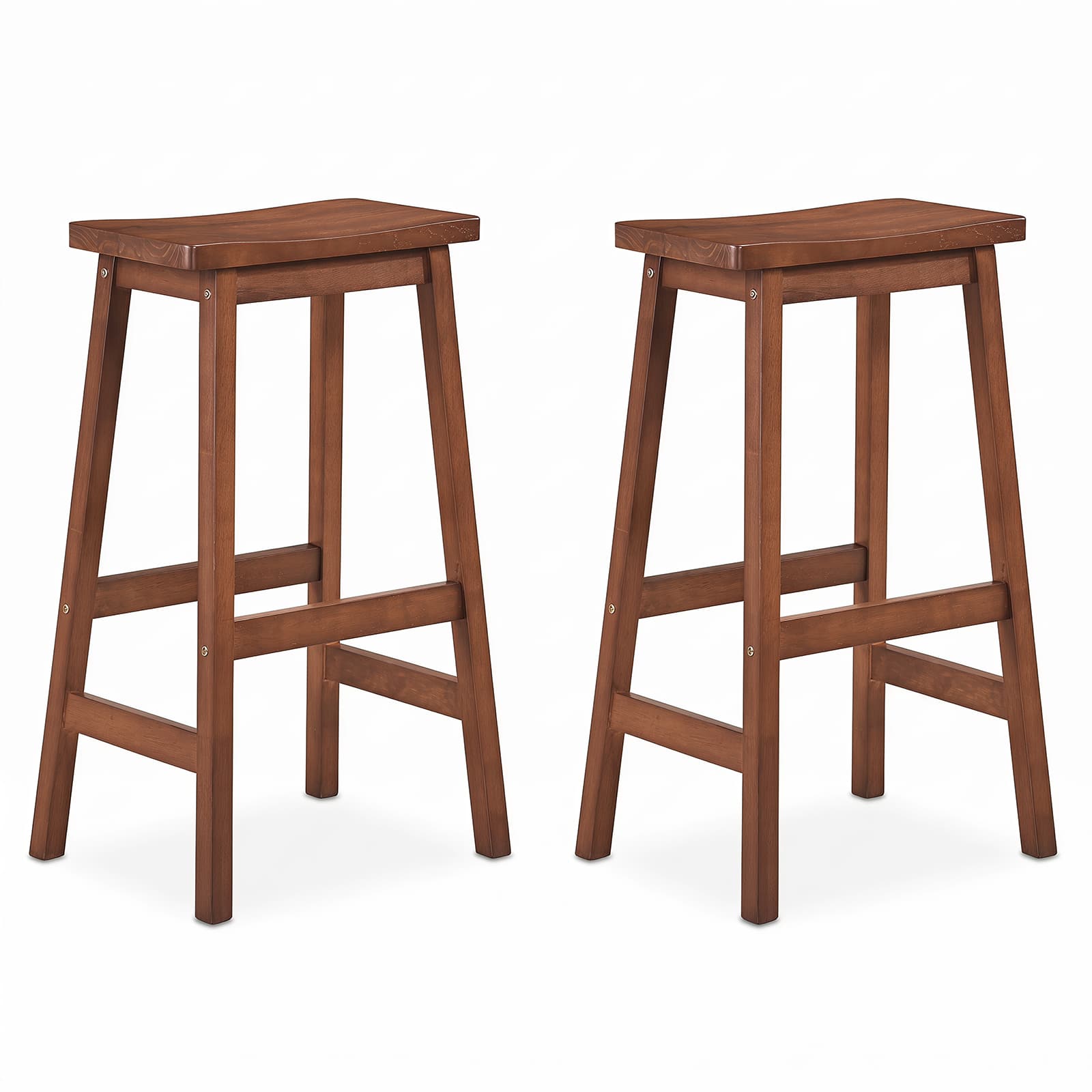 Gymax - 29'' Saddle-Seat Counter Height Stools Set of 2 Backless Barstools w/Curved Seat Walnut - Brown price history on PriceWatchPro
