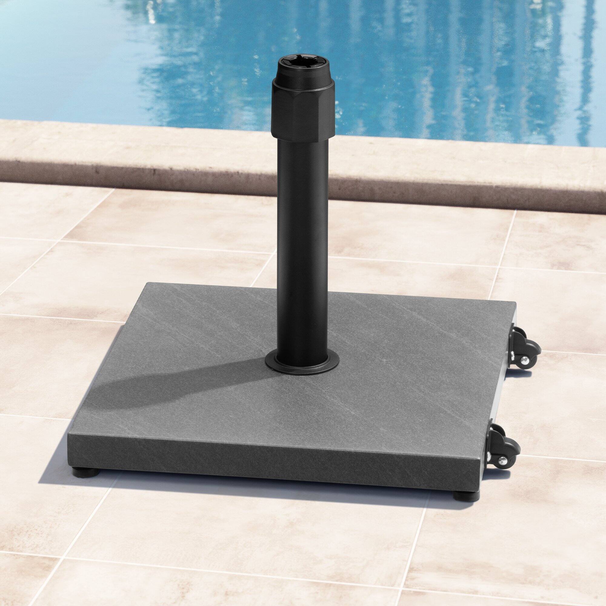 Angle. Crestlive Products - Crestlive Products 42lbs Patio Umbrella Base with Wheels Heavy Duty for Outdoor Use Wind-Resistant Design - Gray.