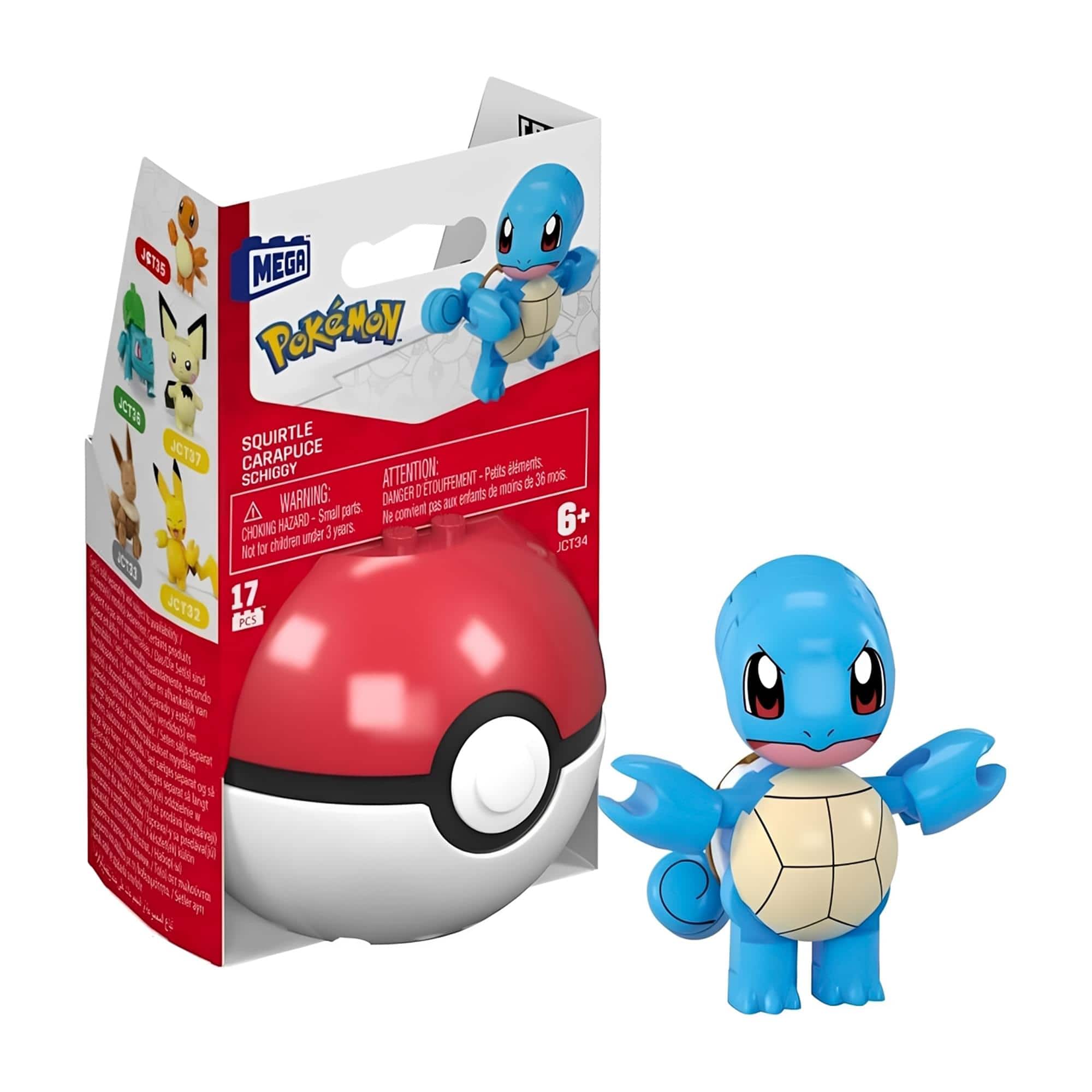Mattel - Pokemon Mega Construx Poke Ball 17-Piece Building Set | Squirtle - Blue