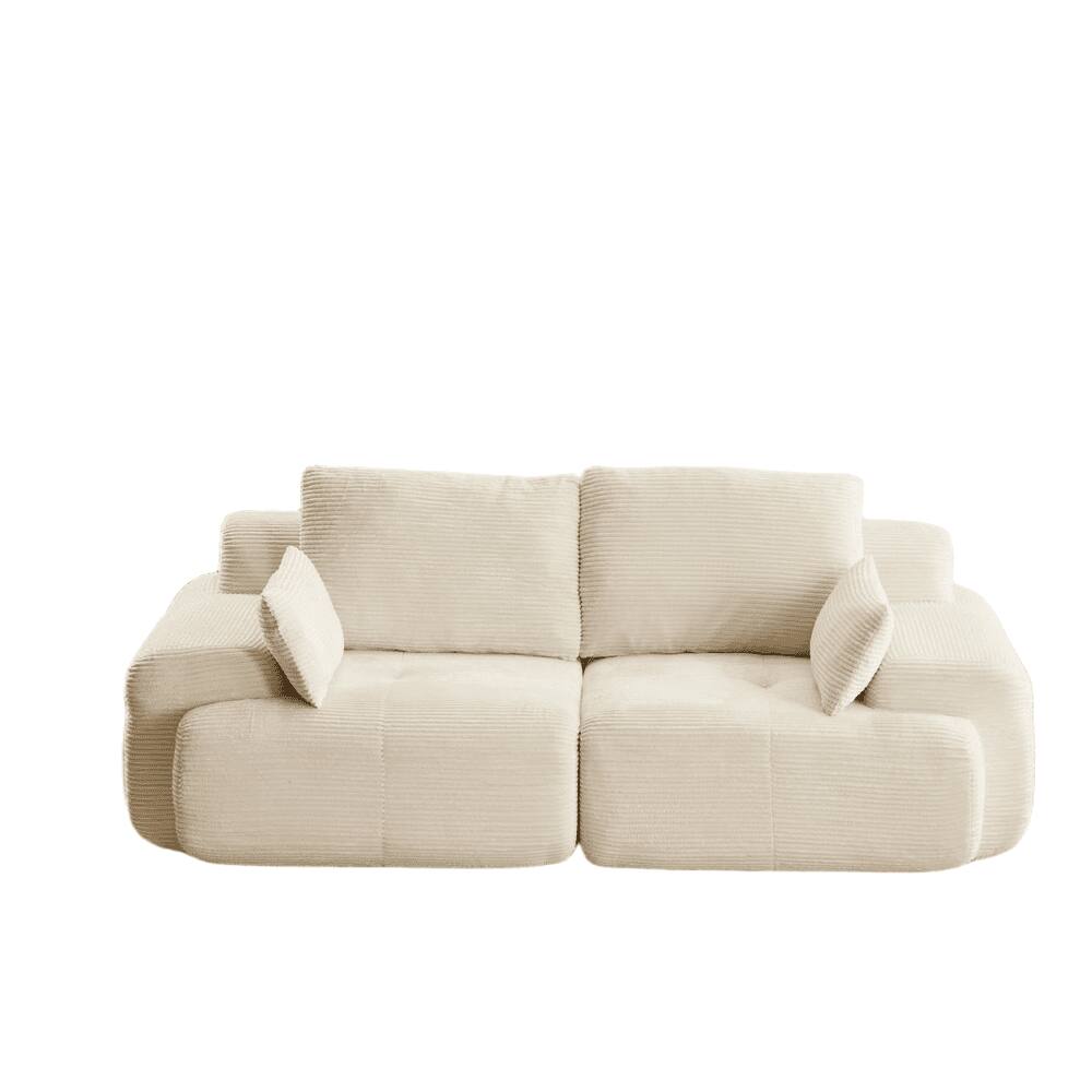Alt View 4. Kadyn - Modern Memory Foam Compressed Sofa, 2-Seater Pet-Friendly Sectional Couches, Corduroy Fabric, Beige - Beige.