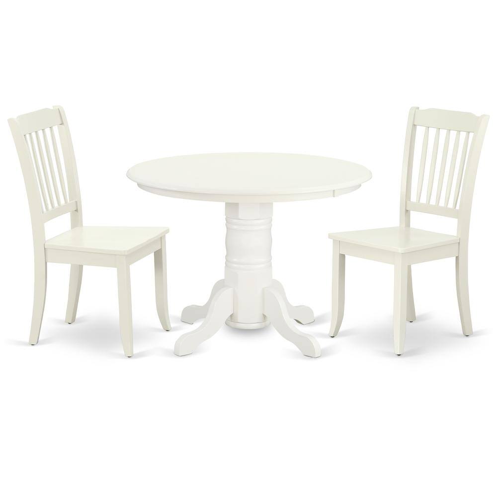 Back. East West Furniture - Dining Room Set Linen White - Brown.