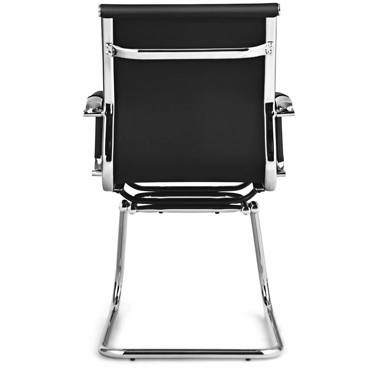 Alt View 1. WELLFOR - Set of 2 Heavy Duty Conference Chair with PU Leather - Black.