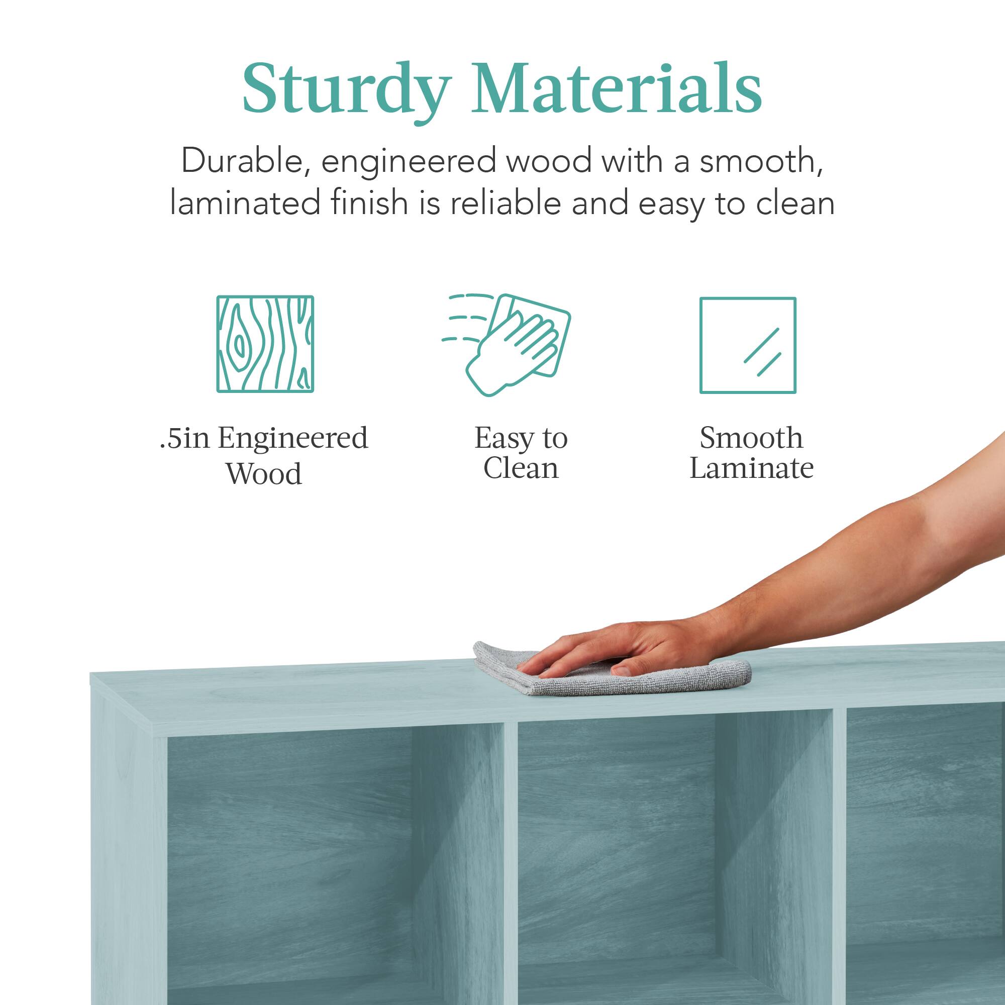 Sturdy Materials: Durable, engineered wood with a smooth, laminated finish is reliable and easy to clean. 

- .5in Engineered Wood
- Easy to Clean
- Smooth Laminate