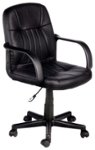 Front Zoom. Comfort - Leather Mid-Back Chair - Black.