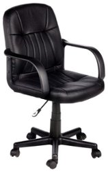 Comfort - Leather Mid-Back Chair - Black - Front_Zoom