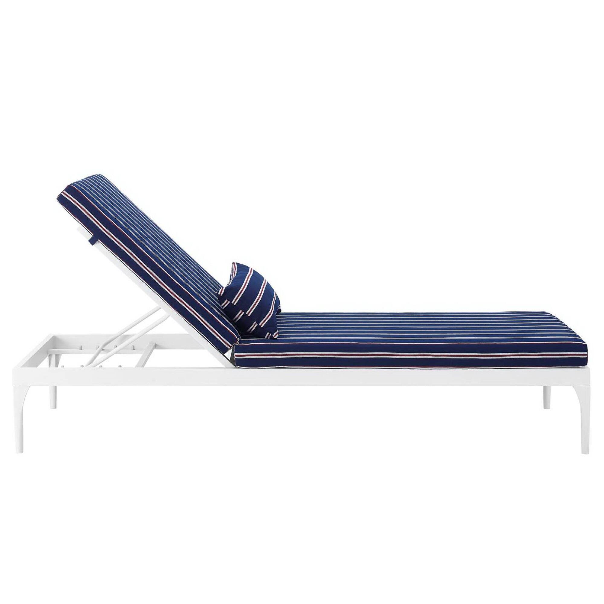 Alt View 1. Modway - Perspective Cushion Outdoor Patio Chaise Lounge Chair by Modway - White Striped Navy.