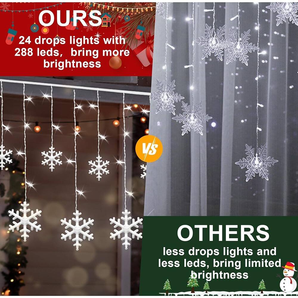 **OURS**  
24 drops lights with 288 LEDs, bring more brightness

**VS**

**OTHERS**  
Less drops lights and less LEDs, bring limited brightness