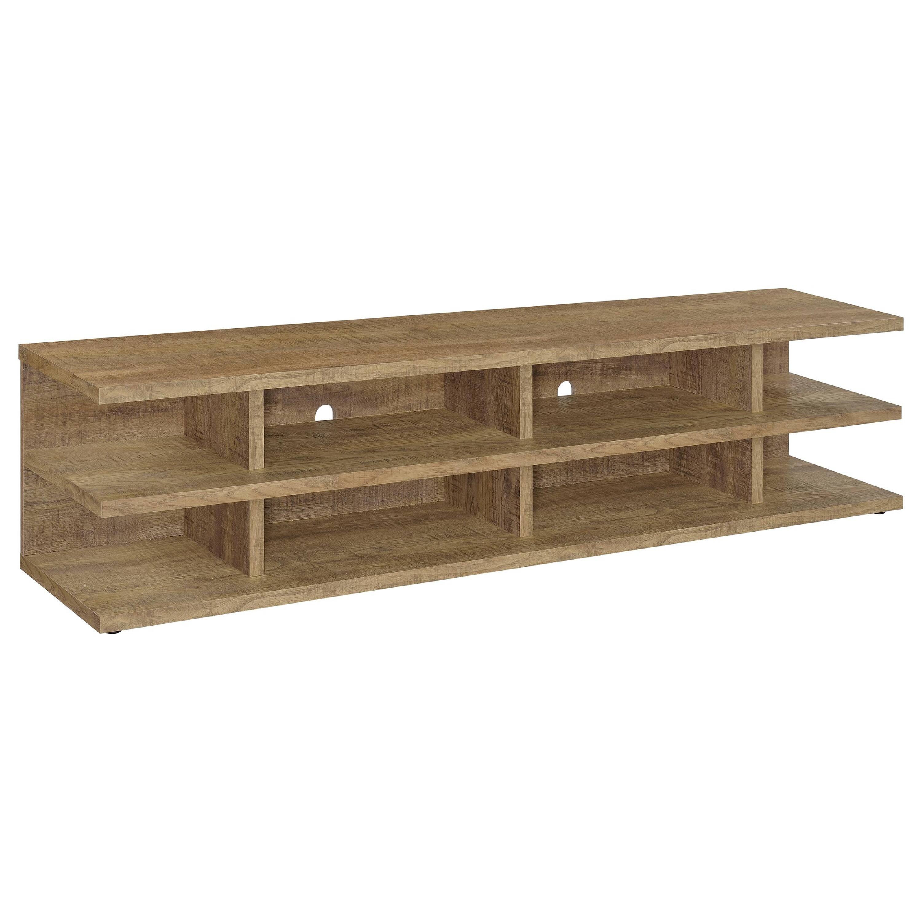 Alt View 1. Manhattan Lane - Carie TV Stand Media Console, 2-Tier Open Shelves, Mango Finish Wood - Mango Brown.