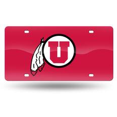 Front. Rico Industries - Utah Utes Red Mirrored Laser Cut License Plate Laser Tag - Multi.