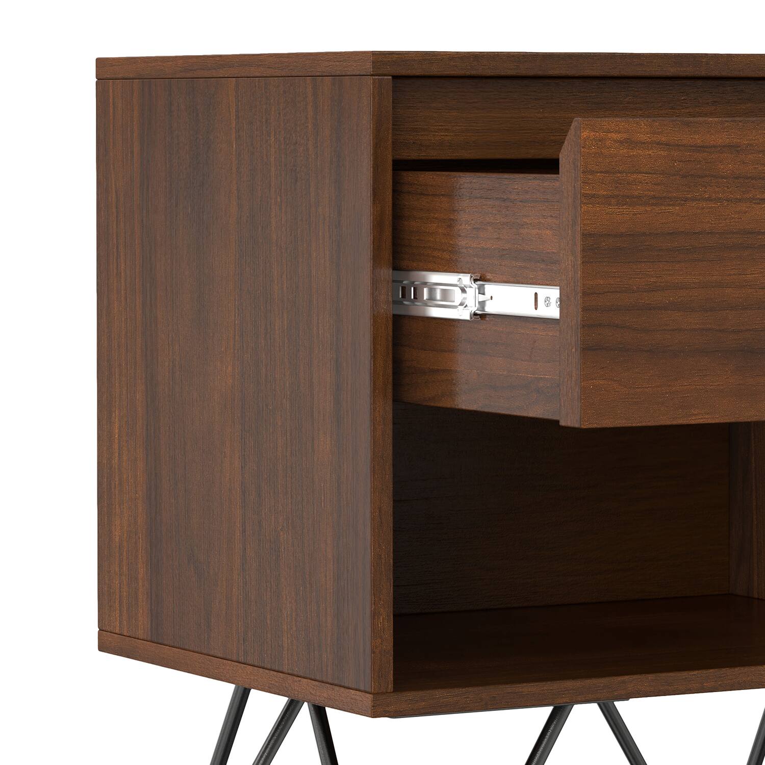 Alt View 6. Simpli Home - Simpli Home Hunter 20 inch Wide Nightstand in Walnut Veneer - Walnut.