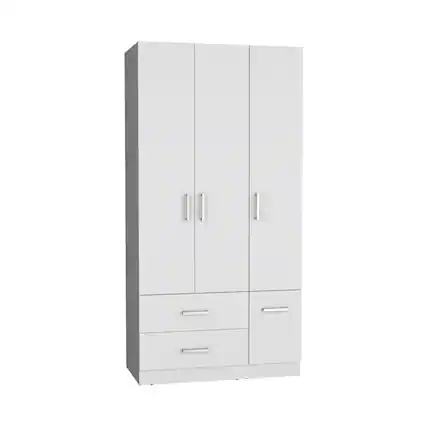 Front. TuHome - Sebree Four Door Armoire White MDF - White.