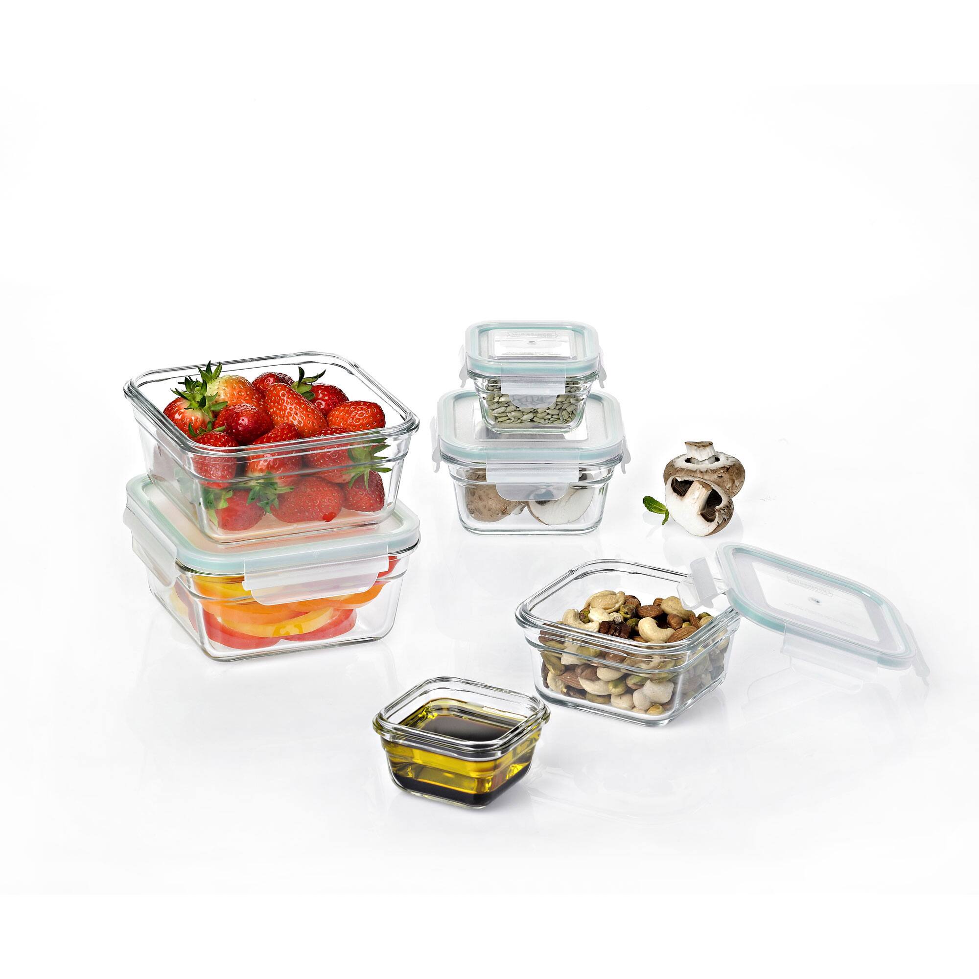 Alt View 1. Glasslock - Glasslock Oven and Microwave Safe Glass Food Storage Containers 12 Piece Set - Clear.