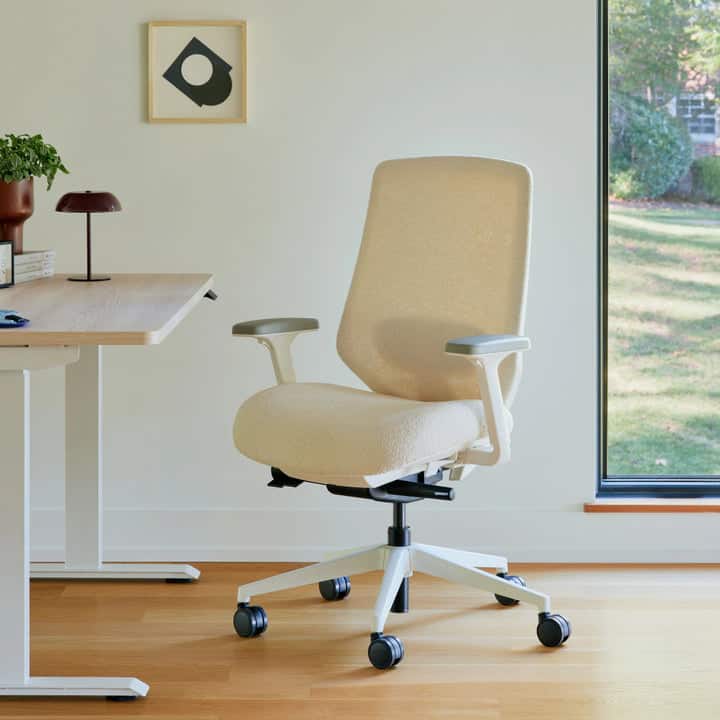 Branch Furniture - Ergonomic Chair Pro – Premium Office Seating with 14 Points of Adjustment & Dynamic Lumbar Support - White / Mineral