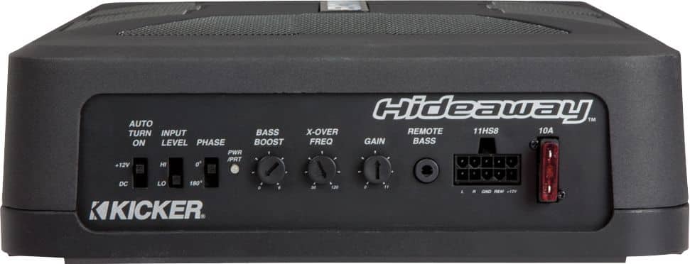 Back. KICKER - Hideaway 8" Subwoofer with Enclosure and Integrated 150W Amplifier - Black.