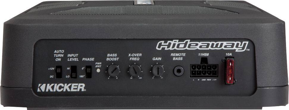 Back. KICKER - Hideaway 8" Subwoofer with Enclosure and Integrated 150W Amplifier - Black.