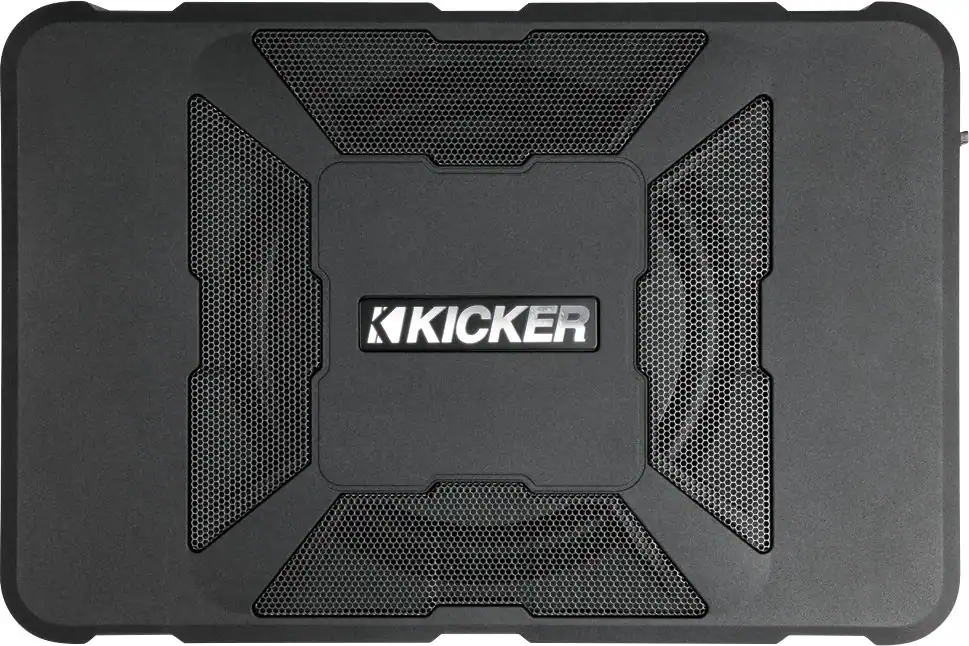 Front. KICKER - Hideaway 8" Subwoofer with Enclosure and Integrated 150W Amplifier - Black.