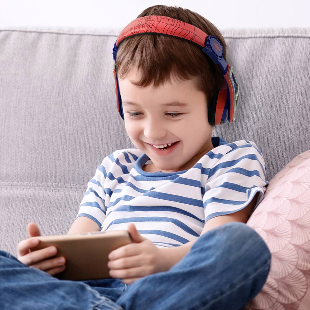 Angle. eKids - eKids Spiderman Bluetooth Headphones for Kids, Wirless Headphones for School, Home, or Travel - Multicolor.