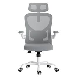 Ecooso - Ergonomic Office Chair with Headrest, High Back Desk Chair with Armrests and Adjustable Lumbar Support - Gray & White