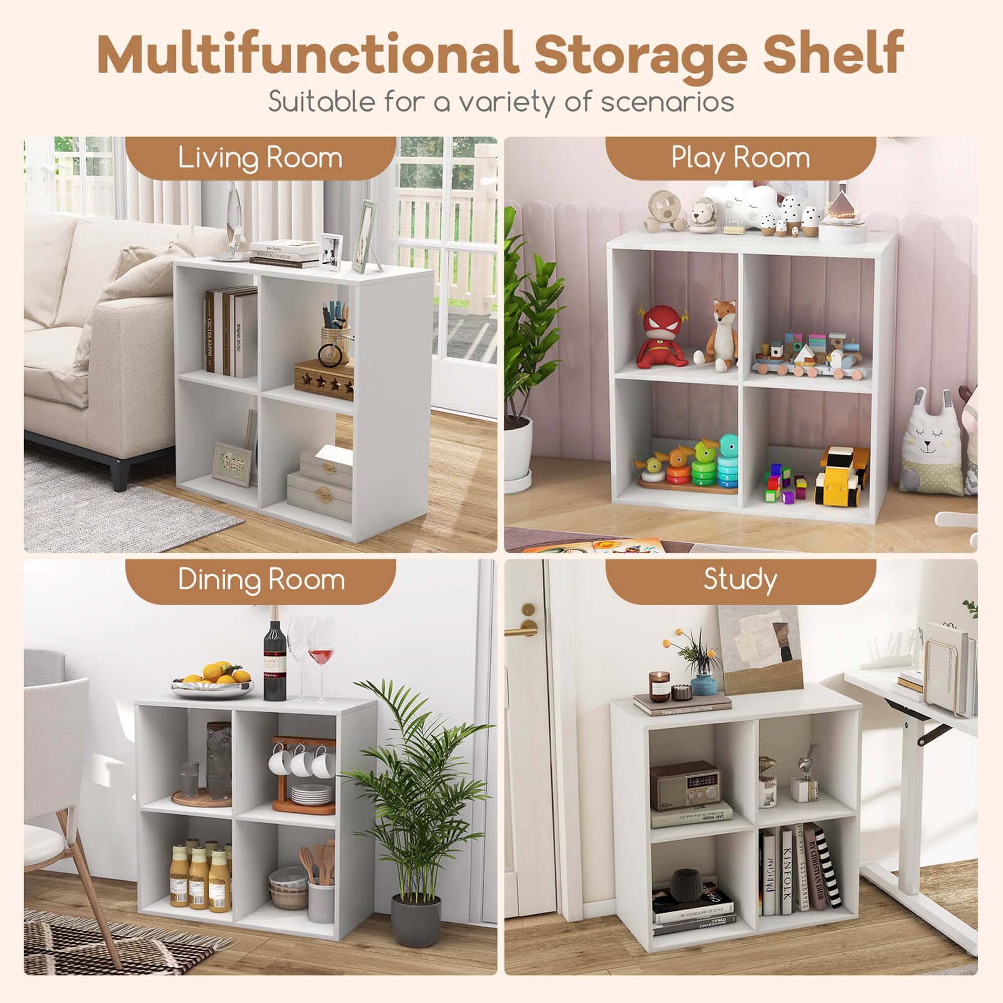 Multifunctional Storage Shelf Suitable for a variety of scenarios: Living Room, Play Room, Dining Room, Study.